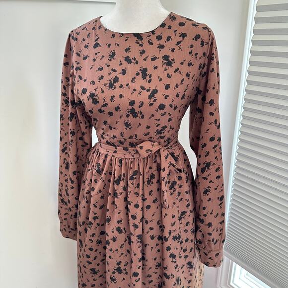 Oat + Fork Prairie Revival Boho Dress Small Floral Midi Long Sleeve Fall Western - Picture 3 of 9